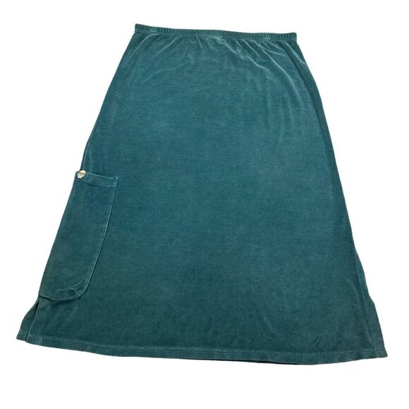 SomeWhat Funky Vintage Turquoise Velour Maxi Skirt and Top Set, Sizes M, L - Picture 2 of 12